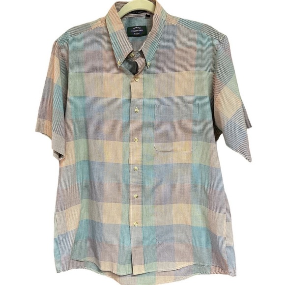 Mikael York Collection Nor’easter Plaid Single Needle Tailored ButtonUp Shirt L - Picture 1 of 7